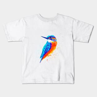 Kingfisher Watercolor Bird Kids T-Shirt